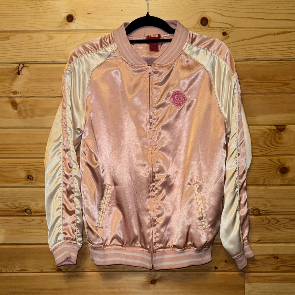 🏀Detroit Pistons🏀 Pink and White Jacket